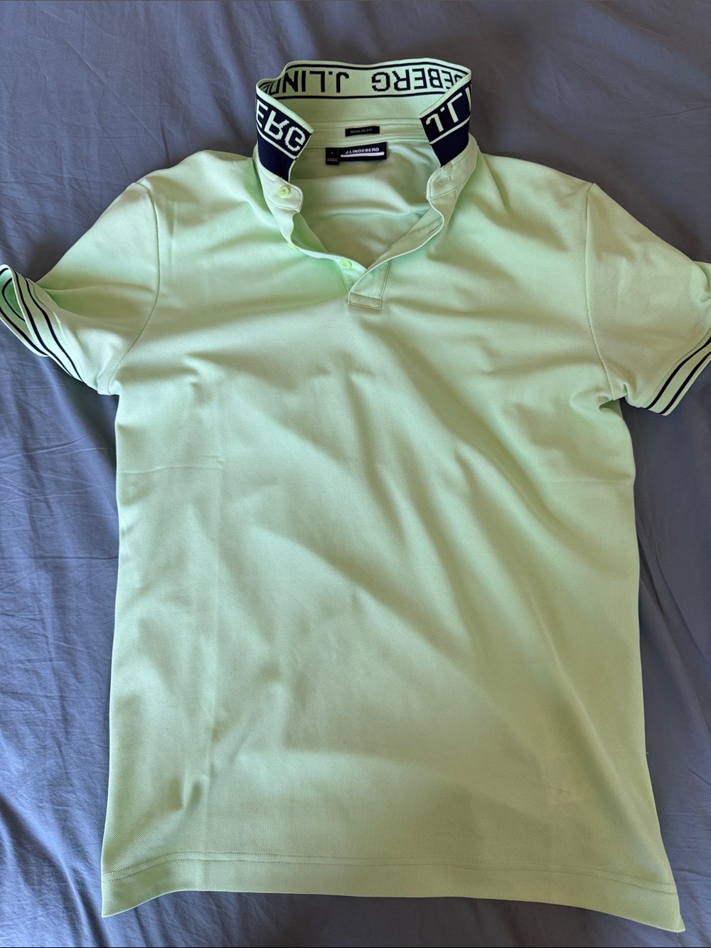 J.Lindeberg Men’s Golf Polo Small Lime Green Logo Collar